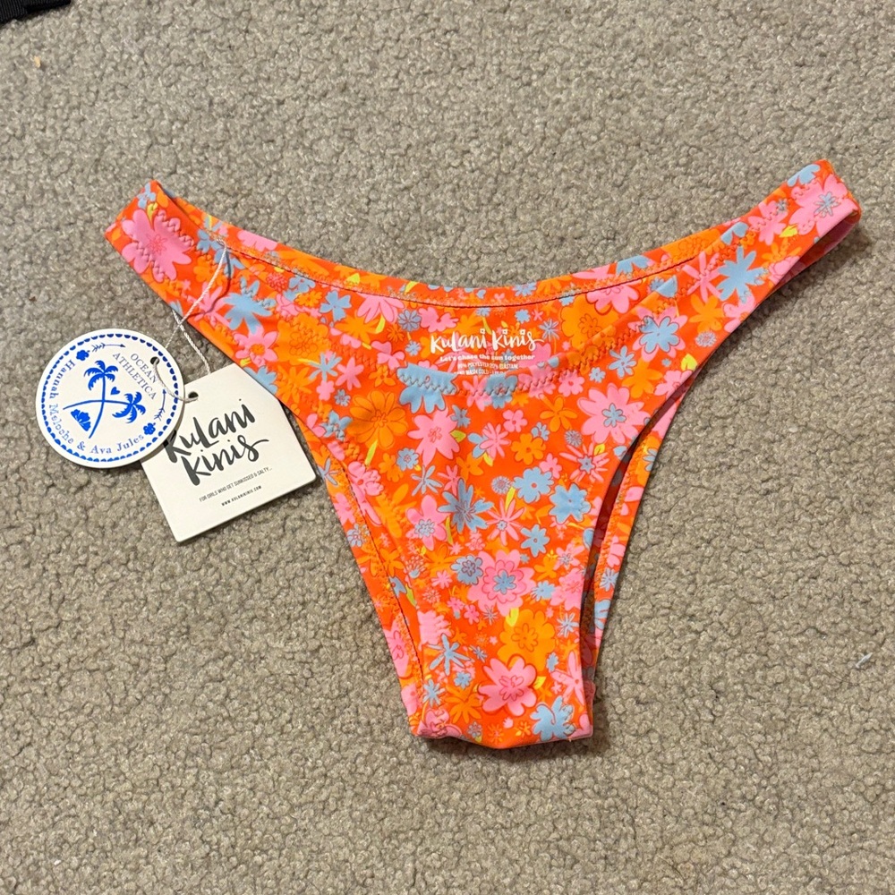 Kulani Kinis Orange and Pink Floral Bikini Bottom